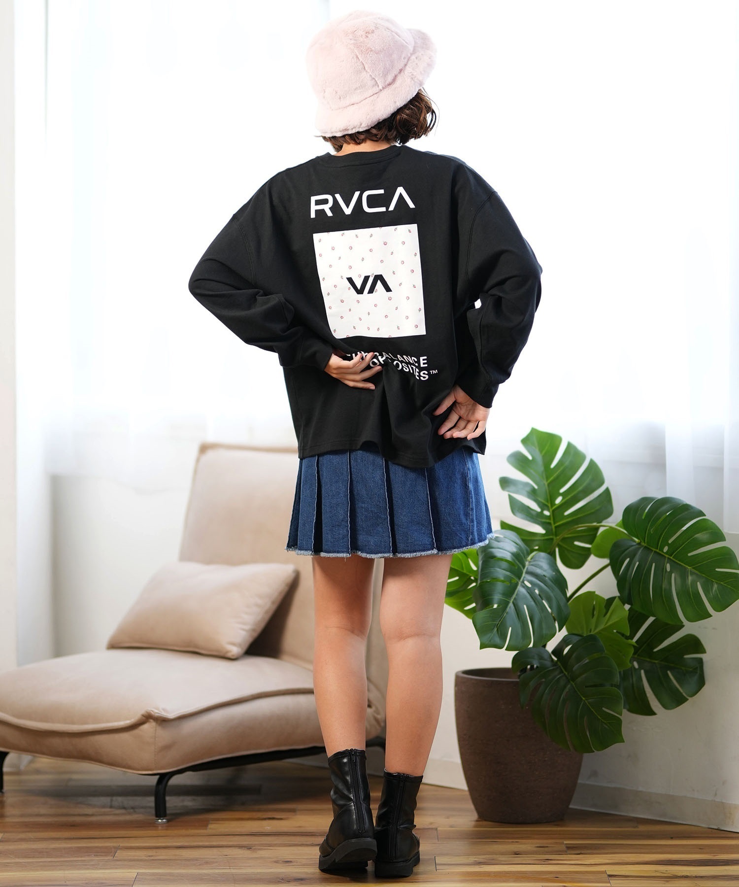 RVCA ルーカ 長袖 Tシャツ レディース VA バックプリント ロンT 小花柄 ムラサキスポーツ限定 BE044-P52(WHT-S)