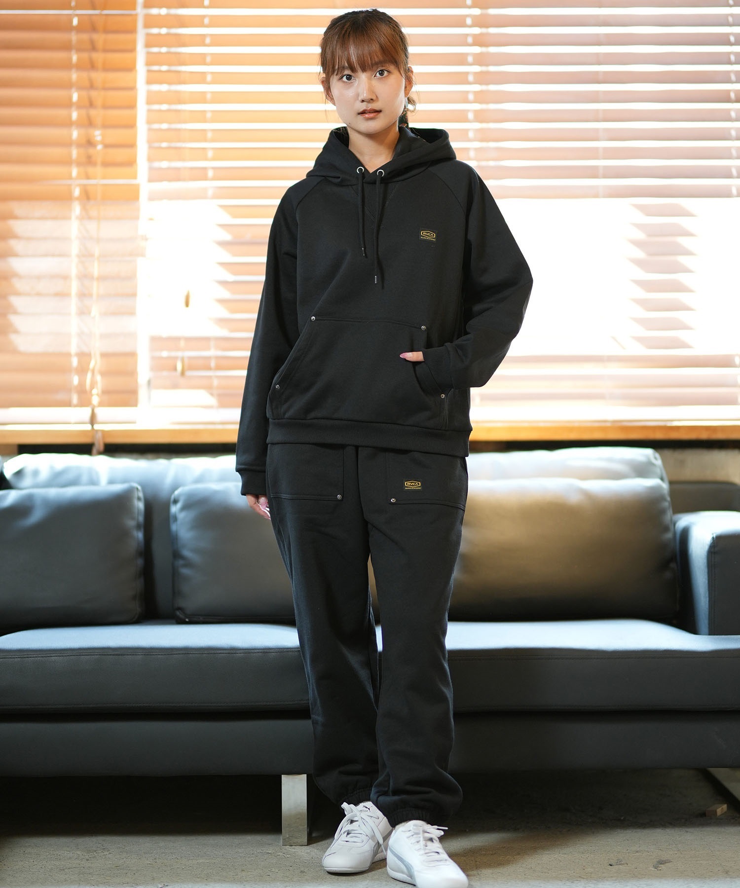 RVCA ルーカ スウェットパンツ レディース ロングパンツ セットアップ対応 RECESSION SWEATPANTS BE044-717(GRY-S)