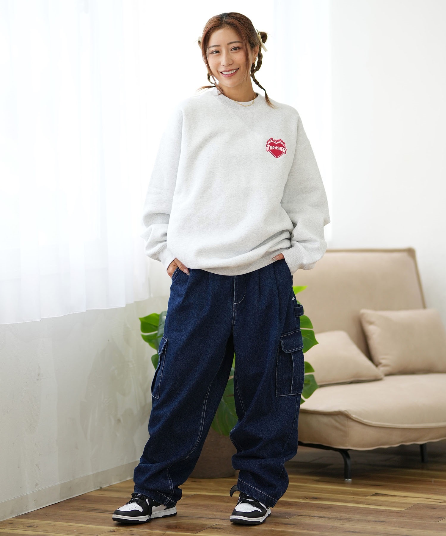 RVCA ルーカ ロングパンツ レディース RECESSION DENIM CARGO PANTS デニム カーゴパンツ BE044-716(BLU-S)