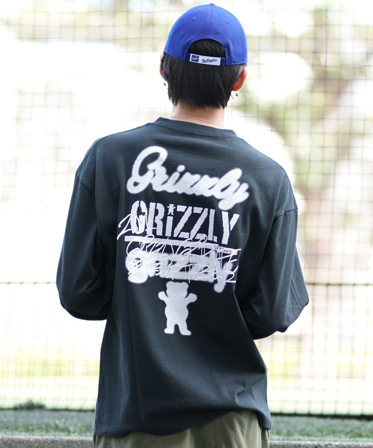 GRIZZLY グリズリー 長袖 Tシャツ メンズ ロンT バックプリント リラックスフィット 24G3402(WHT-M)