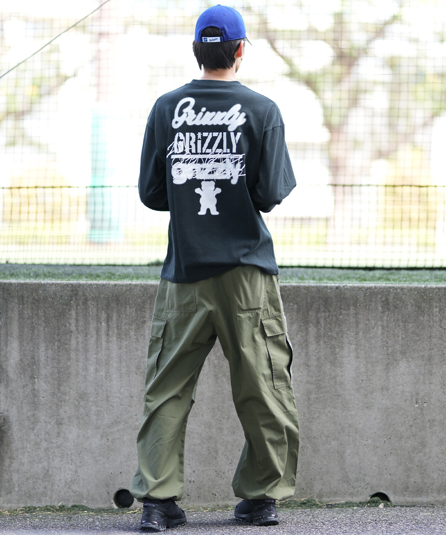 GRIZZLY グリズリー 長袖 Tシャツ メンズ ロンT バックプリント リラックスフィット 24G3402(WHT-M)