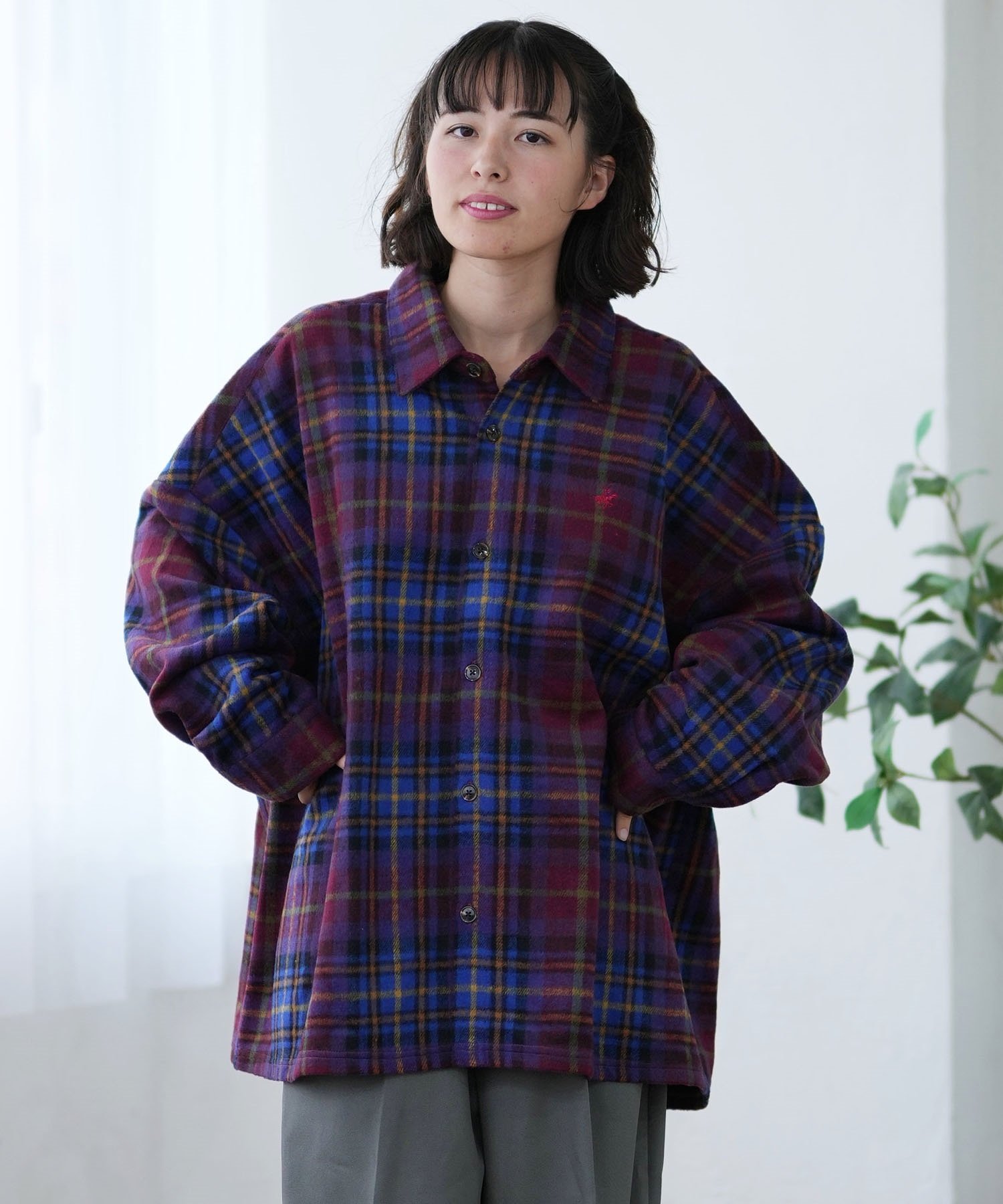 BEVERY HILLS P.C ビバリーヒルズポロクラブ 長袖 シャツ レディース シャギーチェックシャツジャケット 4487-2141(01RE-M)