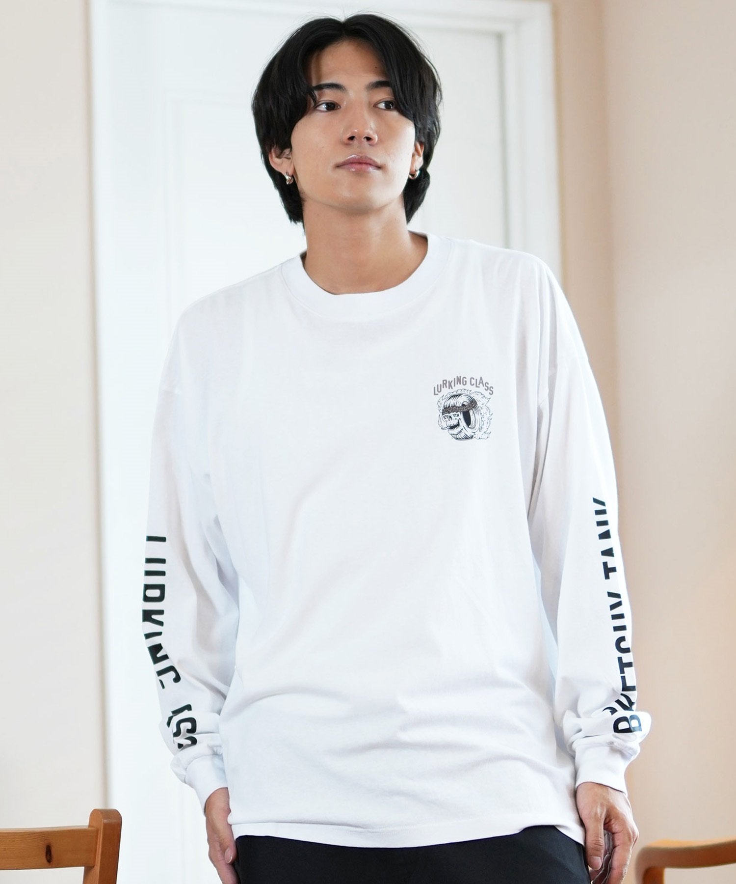 LURKING CLASS ラーキングクラス 長袖 Tシャツ メンズ ロンT バックプリント ST24FTM03 ムラサキスポーツ限定(WHITE-M)