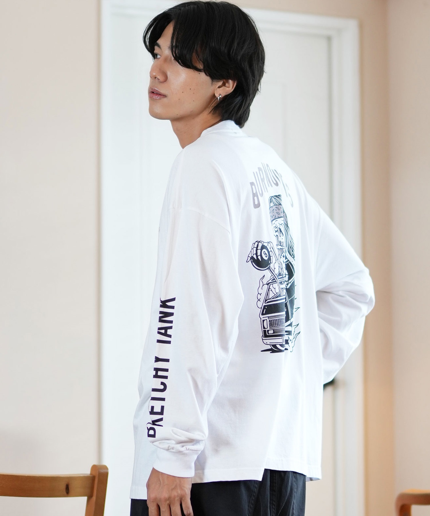 LURKING CLASS ラーキングクラス 長袖 Tシャツ メンズ ロンT バックプリント ST24FTM03 ムラサキスポーツ限定(WHITE-M)