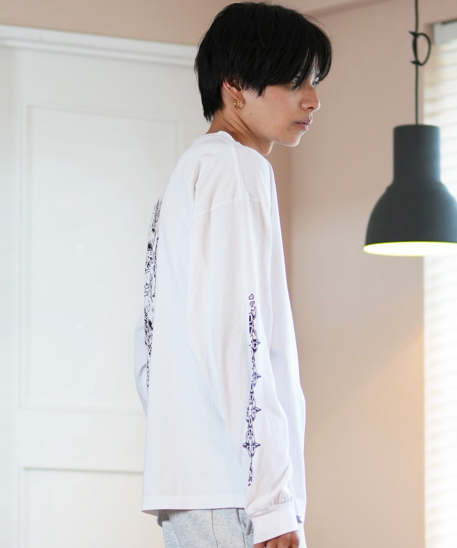 LURKING CLASS ラーキングクラス 長袖 Tシャツ メンズ ロンT バックプリント ST24FTM02 ムラサキスポーツ限定(WHITE-M)