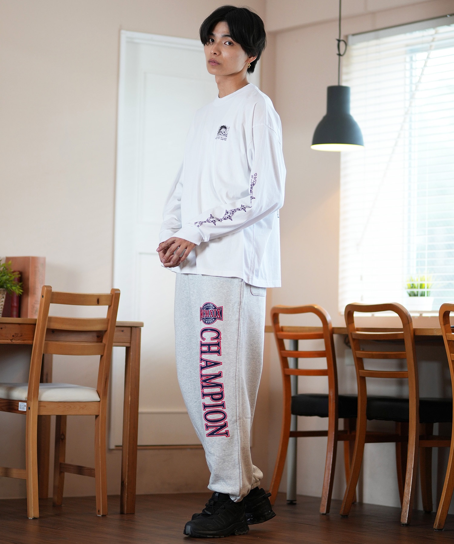 LURKING CLASS ラーキングクラス 長袖 Tシャツ メンズ ロンT バックプリント ST24FTM02 ムラサキスポーツ限定(WHITE-M)