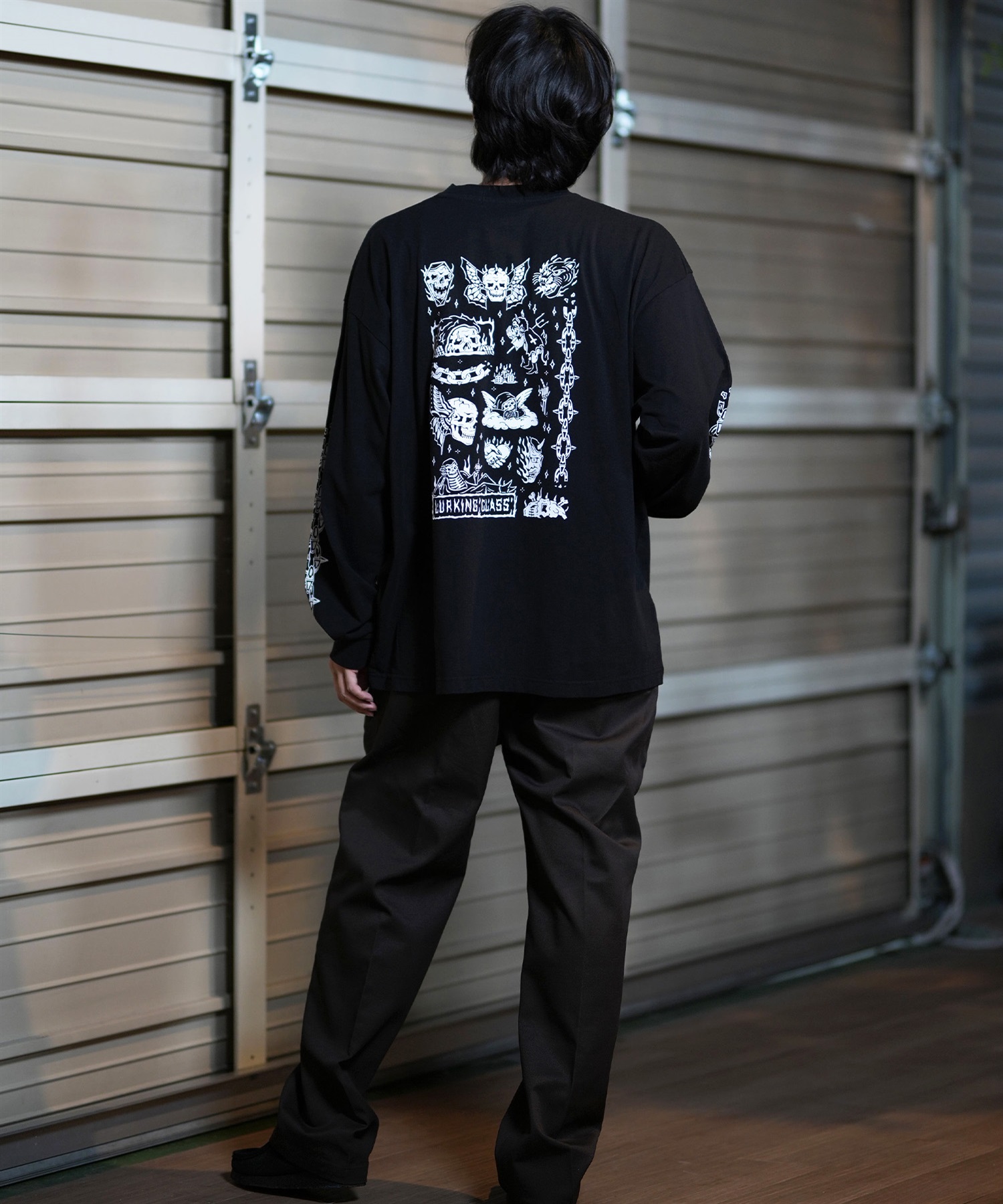 LURKING CLASS ラーキングクラス 長袖 Tシャツ メンズ ロンT バックプリント ST24FTM02 ムラサキスポーツ限定(WHITE-M)