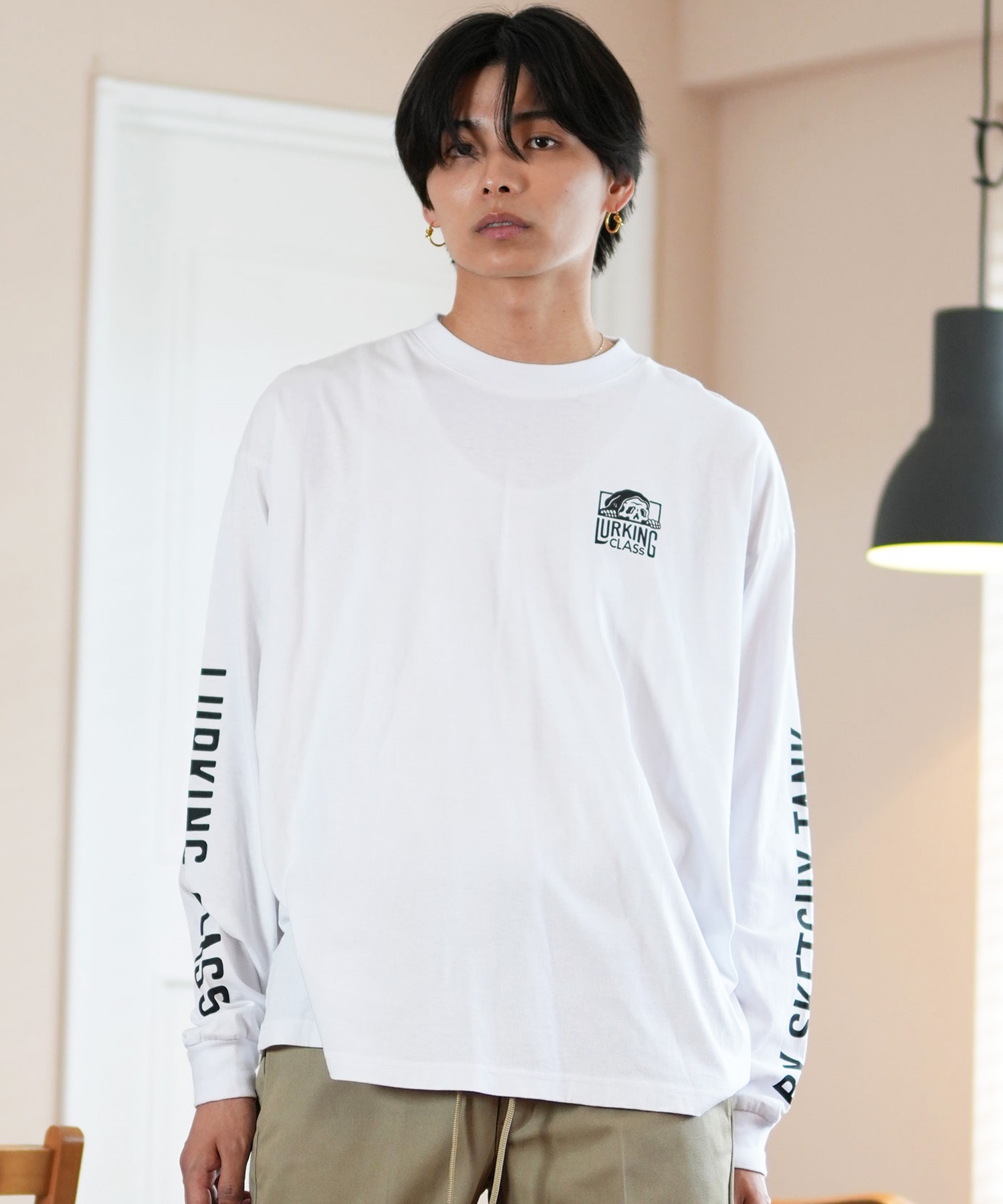 LURKING CLASS ラーキングクラス 長袖 Tシャツ メンズ ロンT バックプリント ST24FTM01 ムラサキスポーツ限定(WHITE-M)