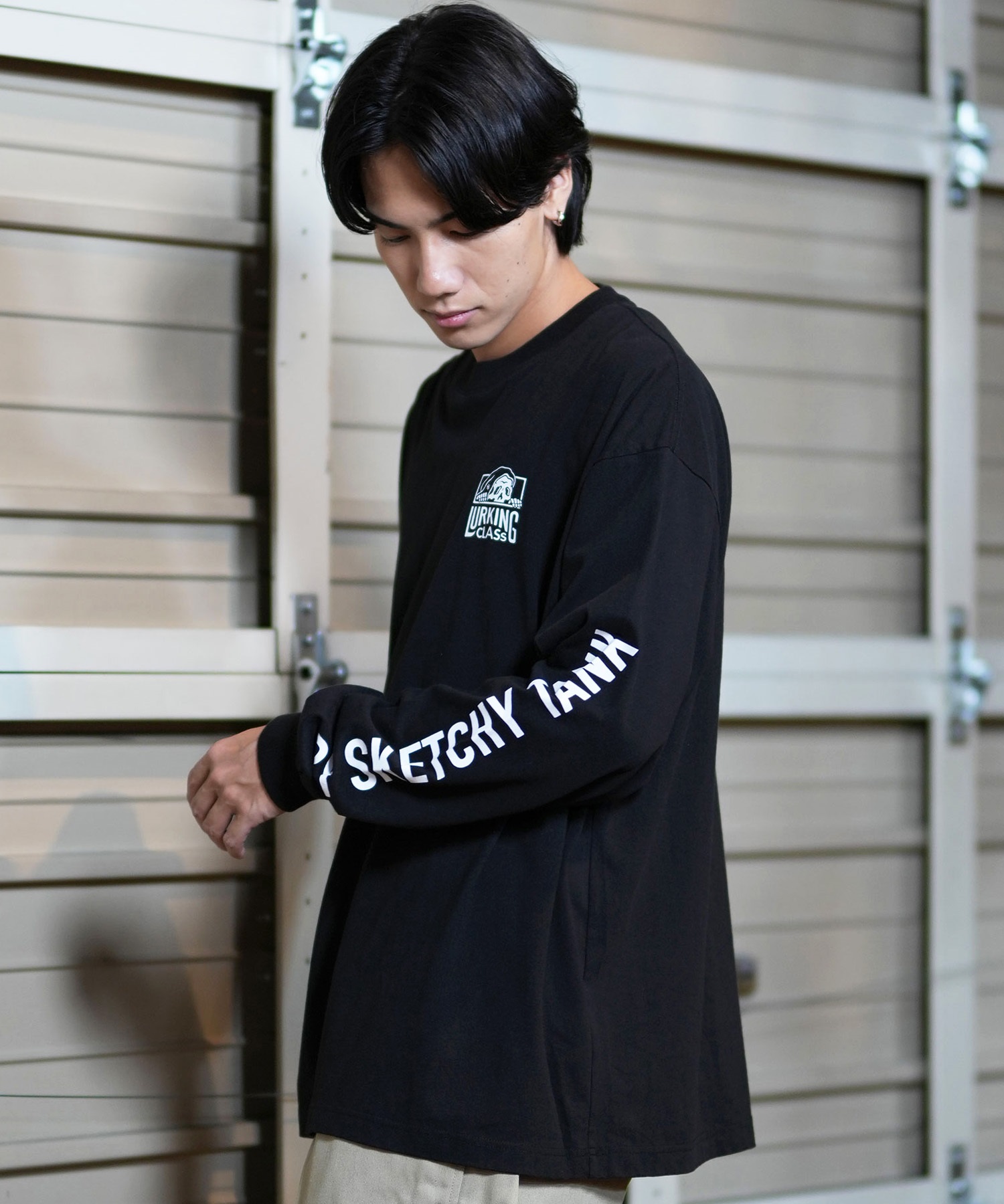 LURKING CLASS ラーキングクラス 長袖 Tシャツ メンズ ロンT バックプリント ST24FTM01 ムラサキスポーツ限定(WHITE-M)