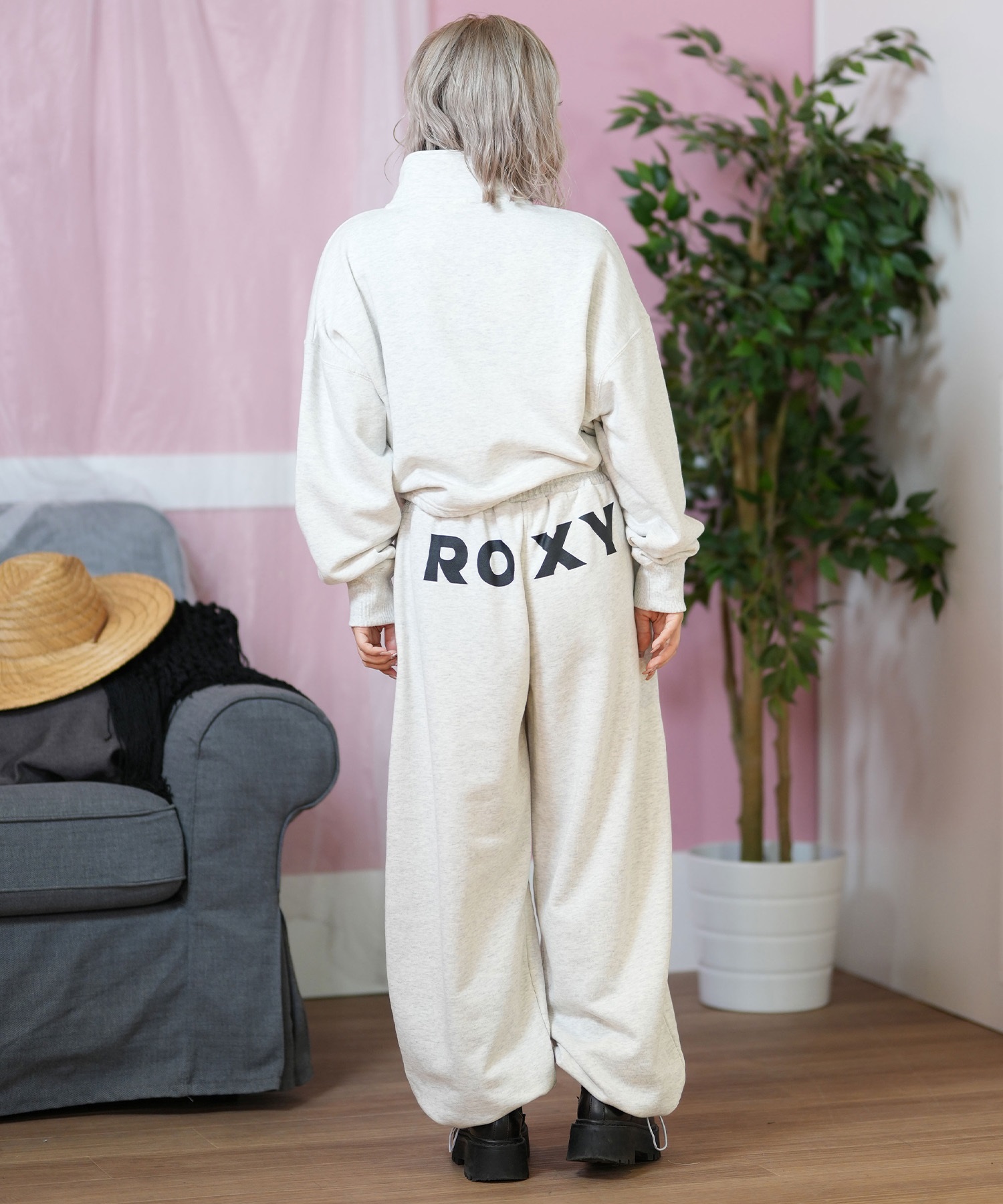 ROXY ロキシー ロングパンツ スウェットパンツ レディース バックロゴ 裏毛 セットアップ対応 RPT251643M(WHT-S)