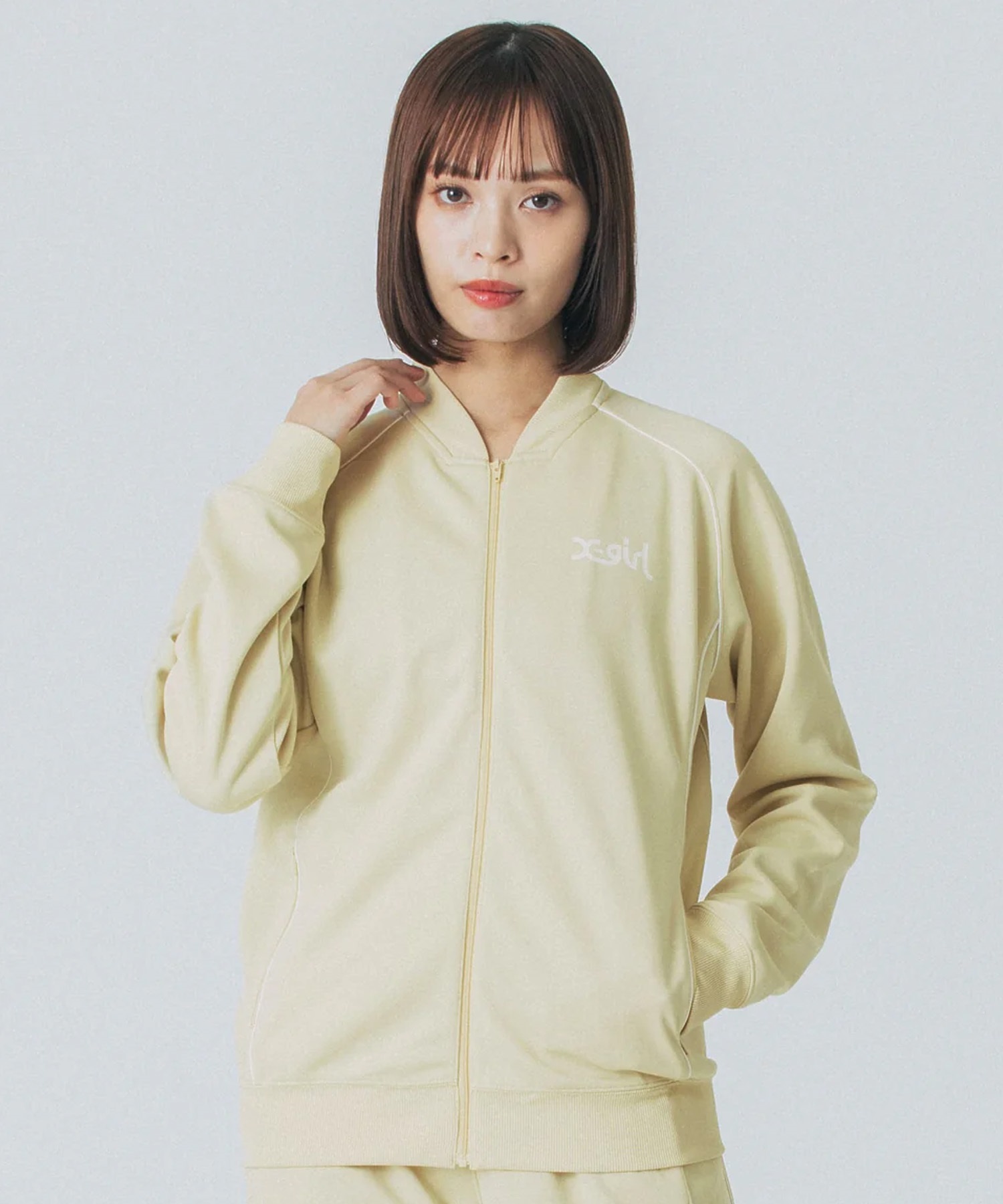 X-girl SPORTSエックスガールスポーツ アウター レディース トラックジャケット 吸水速乾 UVカット TRACK JACKET 155251021003(LTYEL-M)