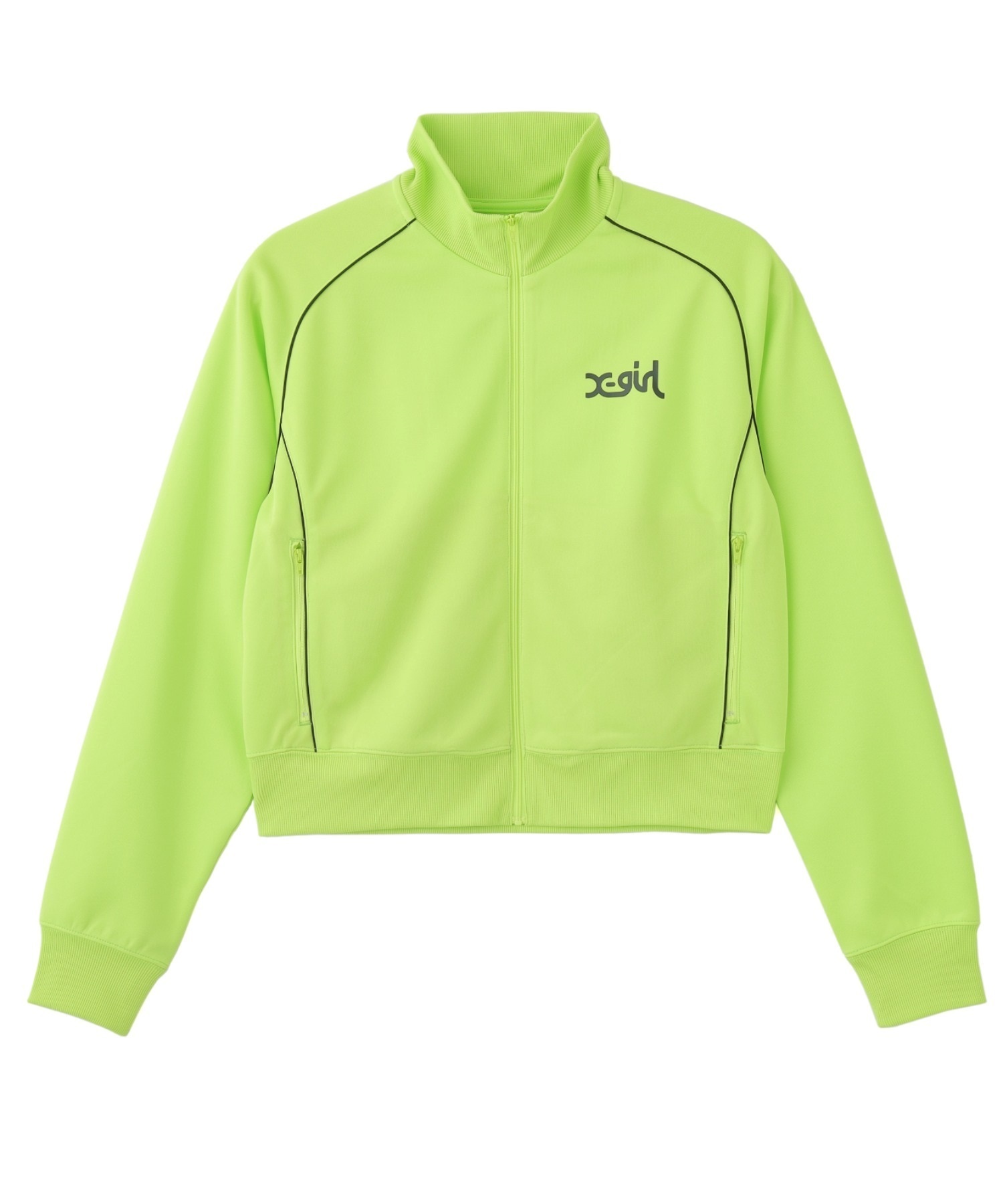 X-girl SPORTSエックスガールスポーツ アウター レディース トラックジャケット ショート丈 吸水速乾 UVカット SHORT TRACK JACKET 155251021004(LIME-M)