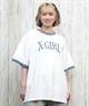 X-girl エックスガール 半袖 Tシャツ レディース リンガーシャツ フロントロゴ オーバーサイズ ARCH LOGO S S RINGER BIG TEE 105251011027(BLACK-S)