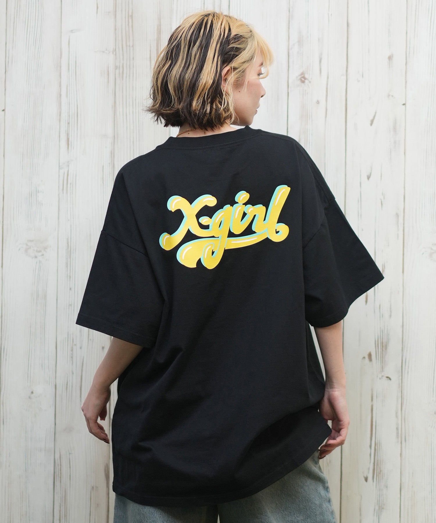 X-girl エックスガール 半袖 Tシャツ レディース バックプリント オーバーサイズ JELLY LOGO S S BIG TEE 105251011028(WHITE-S)