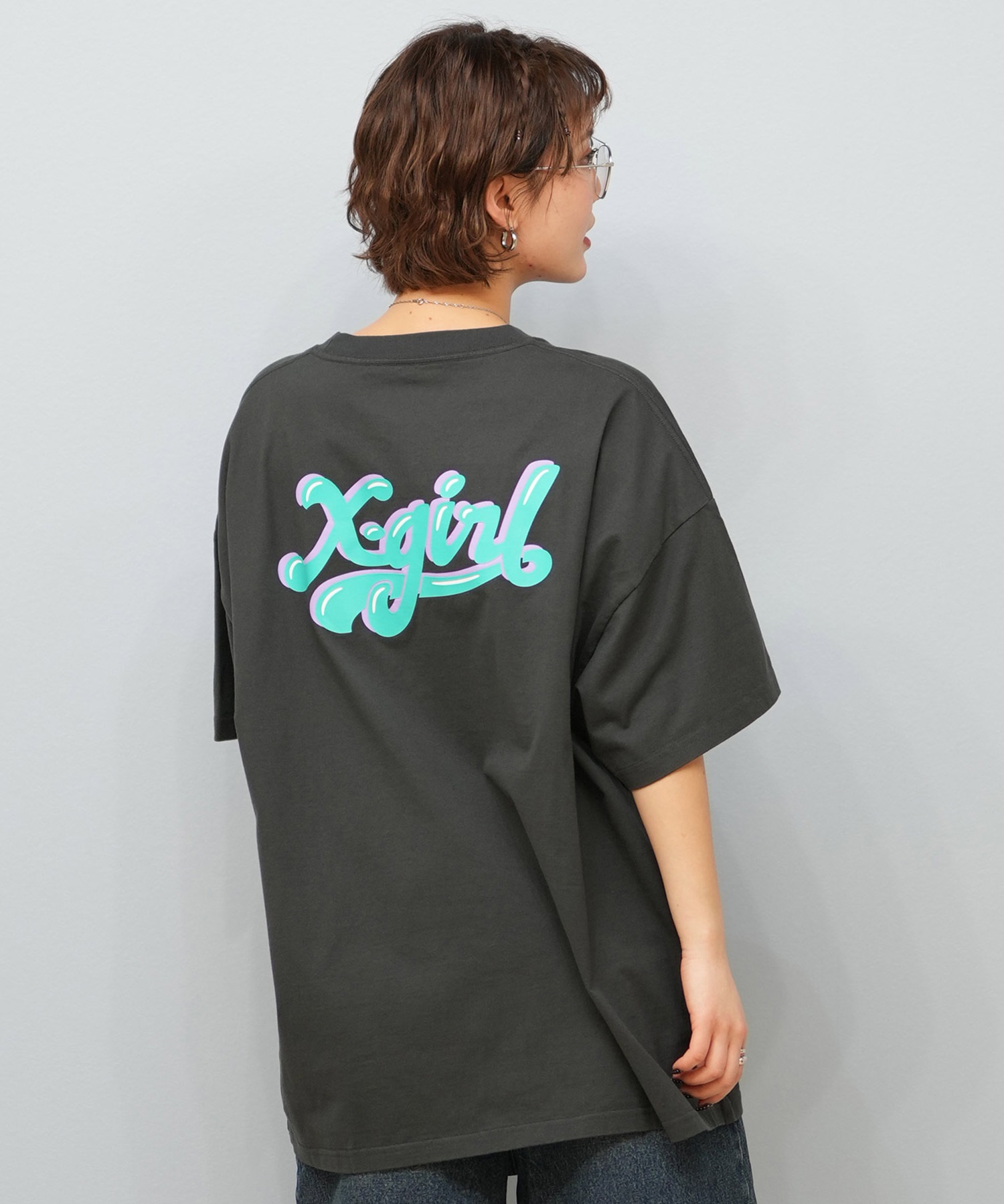 X-girl エックスガール 半袖 Tシャツ レディース バックプリント オーバーサイズ JELLY LOGO S S BIG TEE 105251011028(WHITE-S)