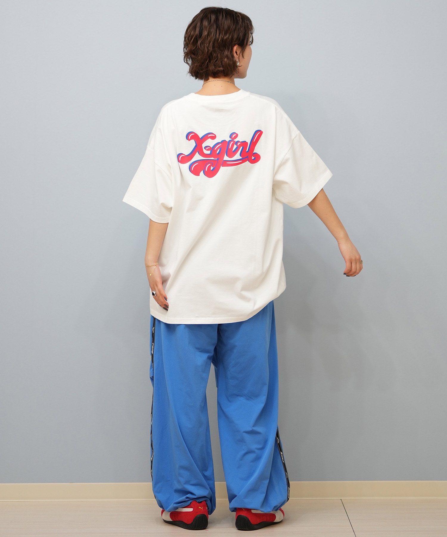 X-girl エックスガール 半袖 Tシャツ レディース バックプリント オーバーサイズ JELLY LOGO S S BIG TEE 105251011028(WHITE-S)