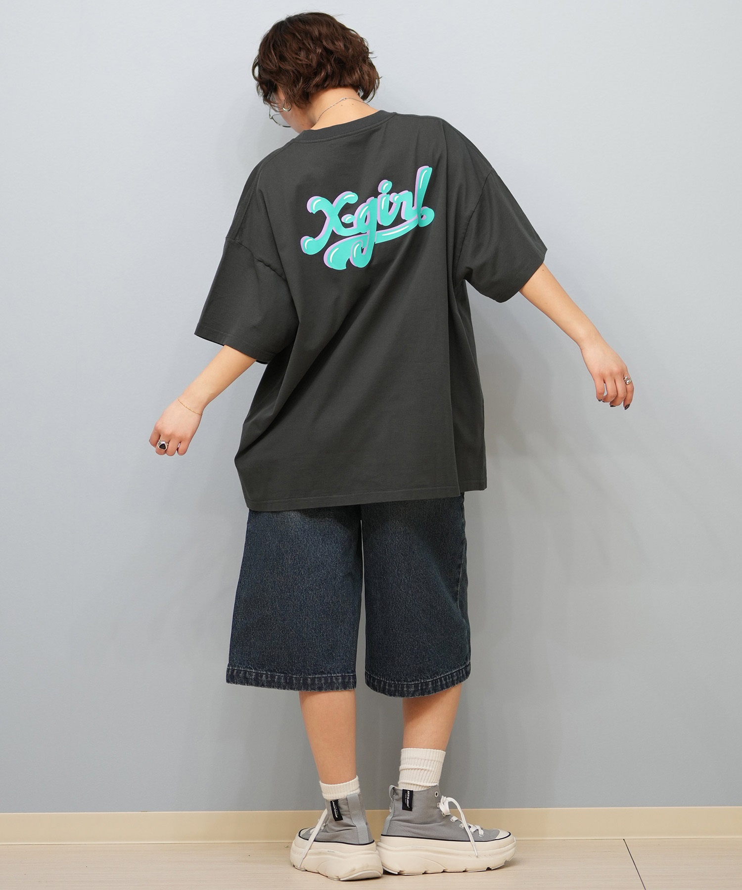 X-girl エックスガール 半袖 Tシャツ レディース バックプリント オーバーサイズ JELLY LOGO S S BIG TEE 105251011028(WHITE-S)