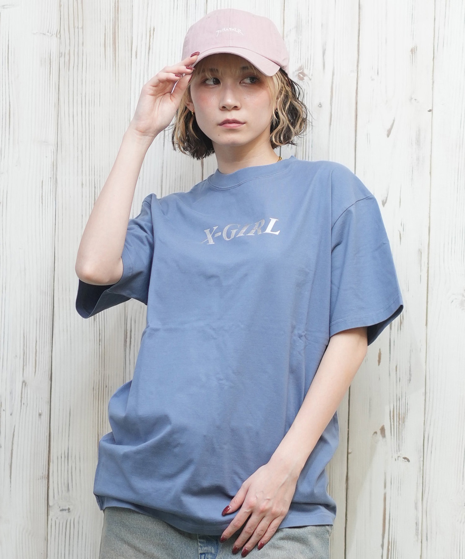 X-girl エックスガール 半袖 Tシャツ レディース バックプリント LEOPARD OVAL LOGO S S TEE 105251011029(WHITE-M)