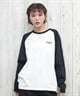 X-girl エックスガール 長袖 Tシャツ レディース ロンT ラグラン バックプリント オーバーサイズ ANML TRPL LG BB BIG TEE 105251011026(BLACK-S)