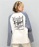 X-girl エックスガール 長袖 Tシャツ レディース ロンT ラグラン バックプリント オーバーサイズ ANML TRPL LG BB BIG TEE 105251011026(BLACK-S)