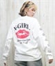 X-girl エックスガール 長袖 Tシャツ レディース ロンT 袖ロゴ バックプリント LIP L S TEE 105251011030(WHITE-M)