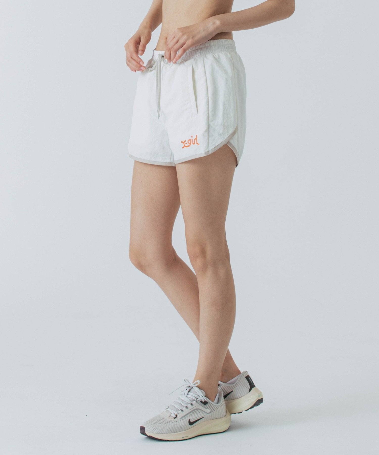 X-girl SPORTSエックスガールスポーツショートパンツ レディース ナイロンパンツ UVカット 撥水 防風 155251031002(WHITE-M)