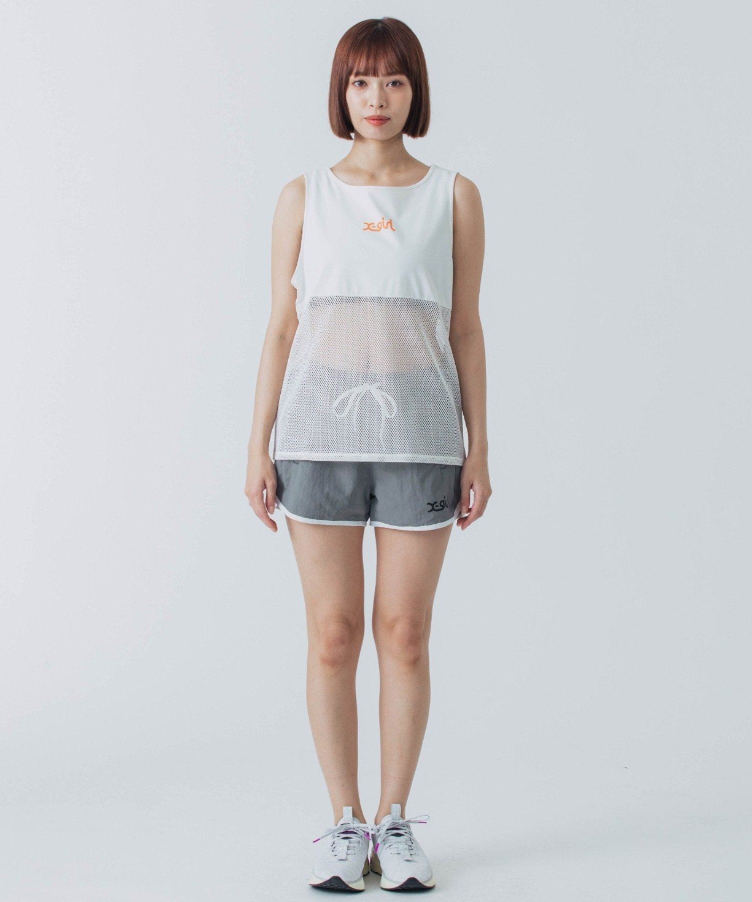 X-girl SPORTSエックスガールスポーツショートパンツ レディース ナイロンパンツ UVカット 撥水 防風 155251031002(WHITE-M)